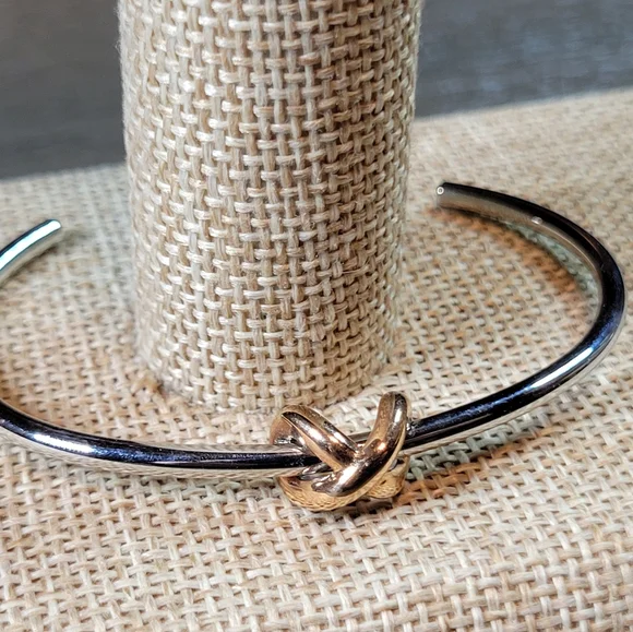 MVMT Stainless Steel Cuff Bracelet with 8K Rose Gold Plated Knot - Picture 1 of 10